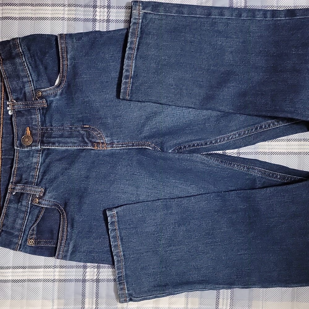 Carters Skinny jeans, boys 8, dark wash, zipper, hook & eye fastener.
